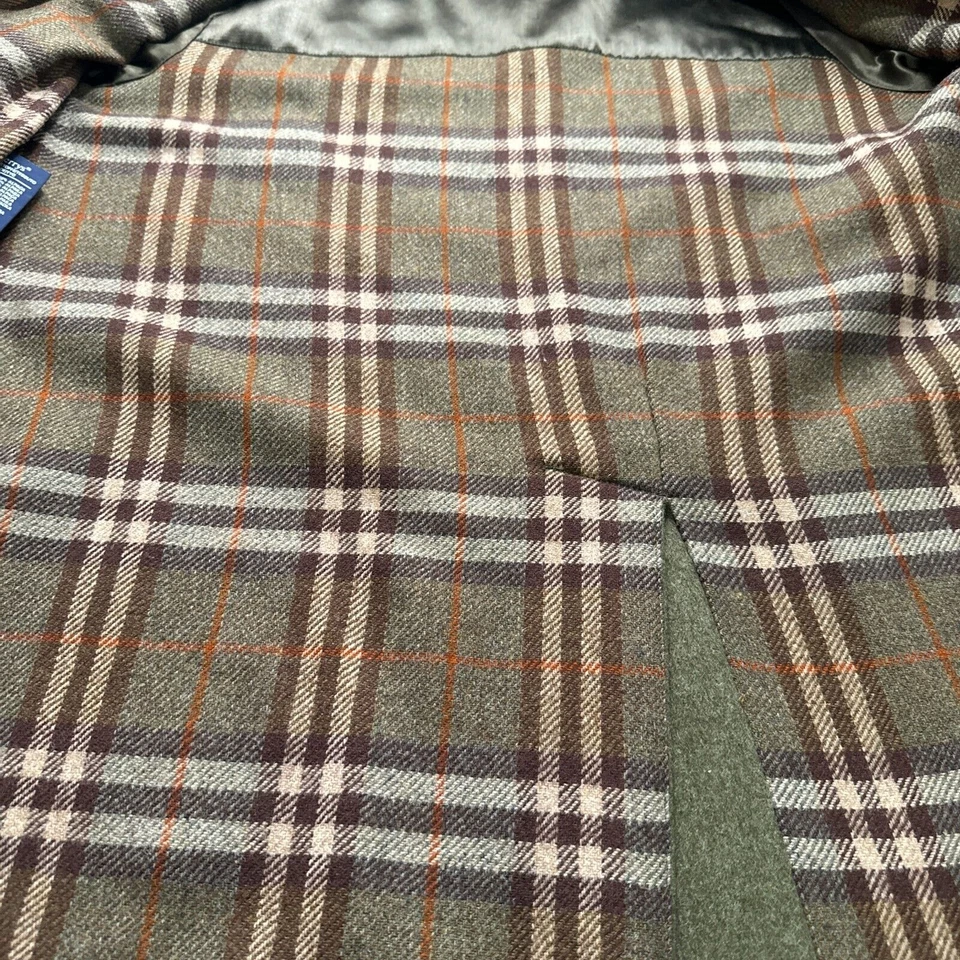 Abrigo Burberry vintage para mujer 14 verde lana alpaca manta forrada Nova House Check Foto 4 de 4
