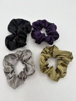 4er Set Süßigkeiten Satin Schwarz Lila Beige Gold Haarschmuck