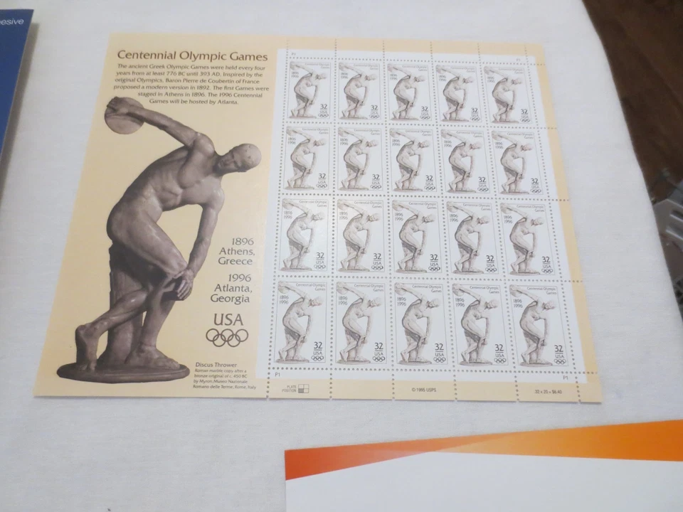 Lot Of 7 US Stamp Sheets Olympics & Sports Face $52. - Image 2 of 4
