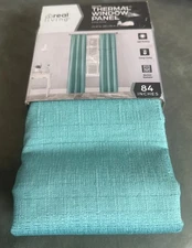 REAL LIVING REGGIE THERMAL WINDOW PANEL 37IN WIDTH X 84” L. Aqua. Energy Saving.