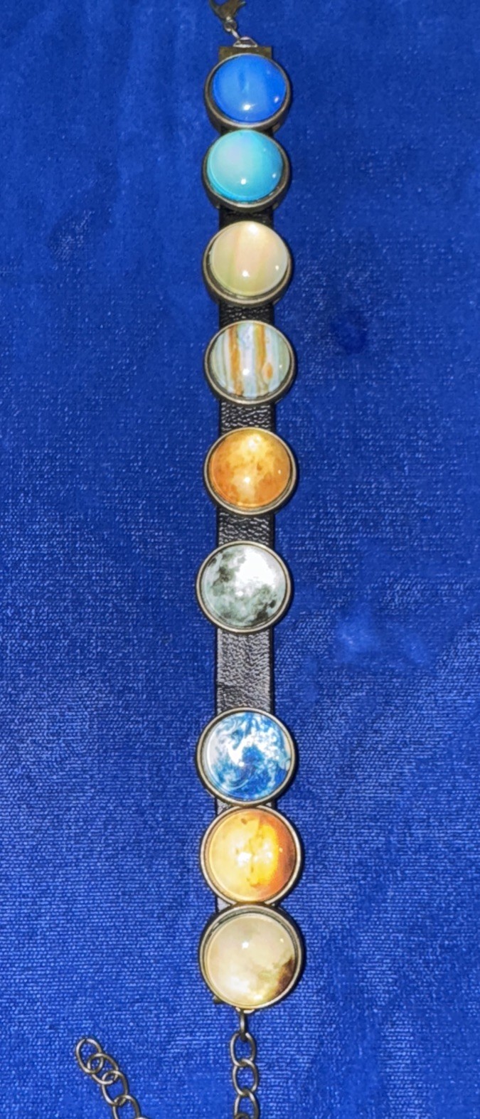 Pulsera Sistema Solar 9 Planetas Cristal Cabujones Espacio Galaxia Joyería Regalo