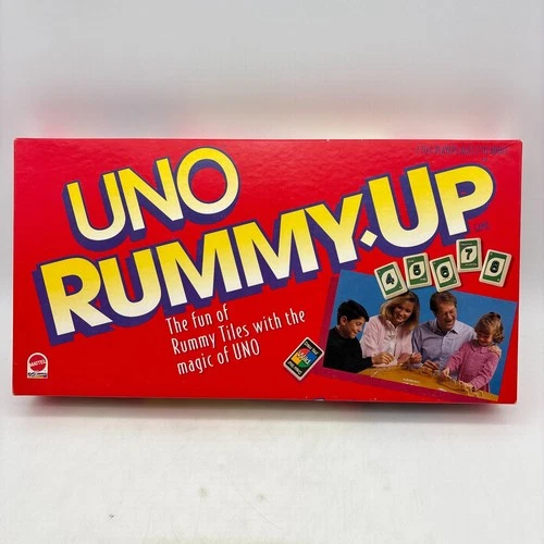VINTAGE Uno Rummy Up COMPLETE Mattel 1993 Family Game 90's Tiles