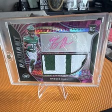 Panini Spectra 2022 Rookie Autograph Patch Neon Pink Breece Hall /25 Jets