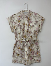 Women's Rebecca Vallance Shirt Dress Short  Blet Pocket Cream Size 10