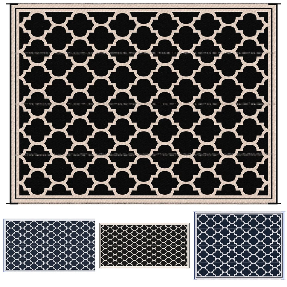 Outsunny Reversible Outdoor RV Rug Floor Mat for Picnic, Beach