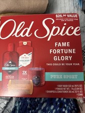 Old Spice 4 Pc Gift Set Body Wash, 2-in-1 Shampoo, Pomade  Wooden Comb