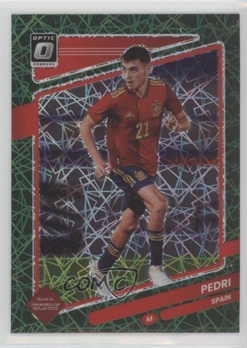 Pedri [Optic Green Velocity] #151 2021 Panini Donruss Road to Qatar card