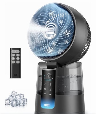Turbocool Misting Fan - 150° Oscillation, 6 Speeds, Remote Control, Quiet Operat