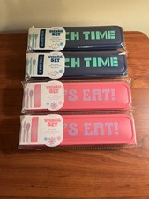 Kids 4 Plastic Utensil Sets Includes Case and Fork Spoon Knife in Each