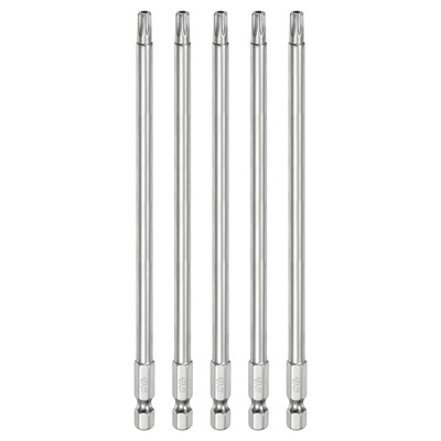 5PACK T27 Security Torx Bit 1/4'' Hex Shank 6'' Long Tamper Resistant Star Bits