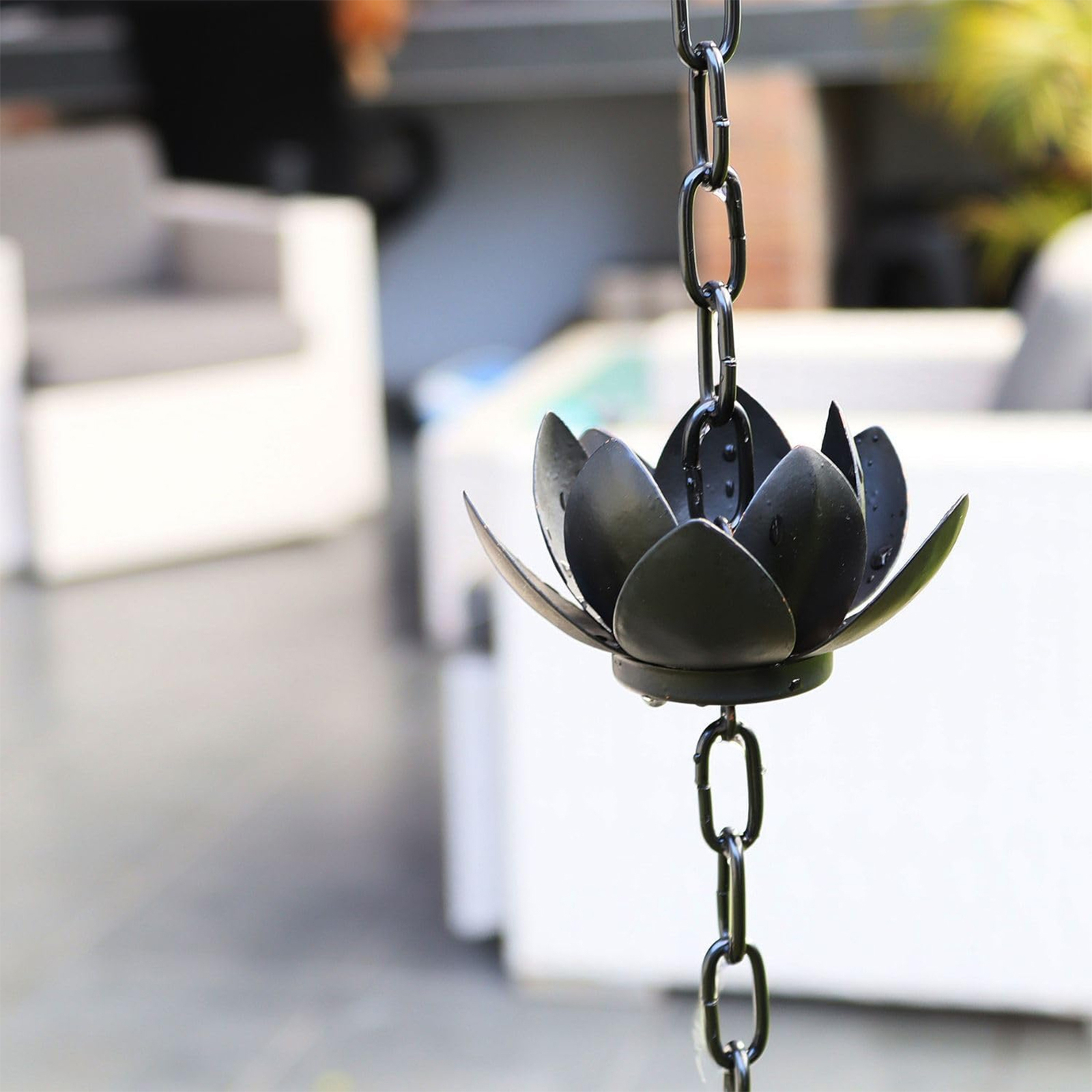 Decorative Iron Lotus Flower Rain Chain Metal Gutter Downspout Rain
