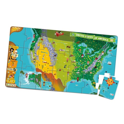New LeapFrog LeapReader Interactive United States Map Jumbo lPuzzle works w Tag - Picture 2 of 3