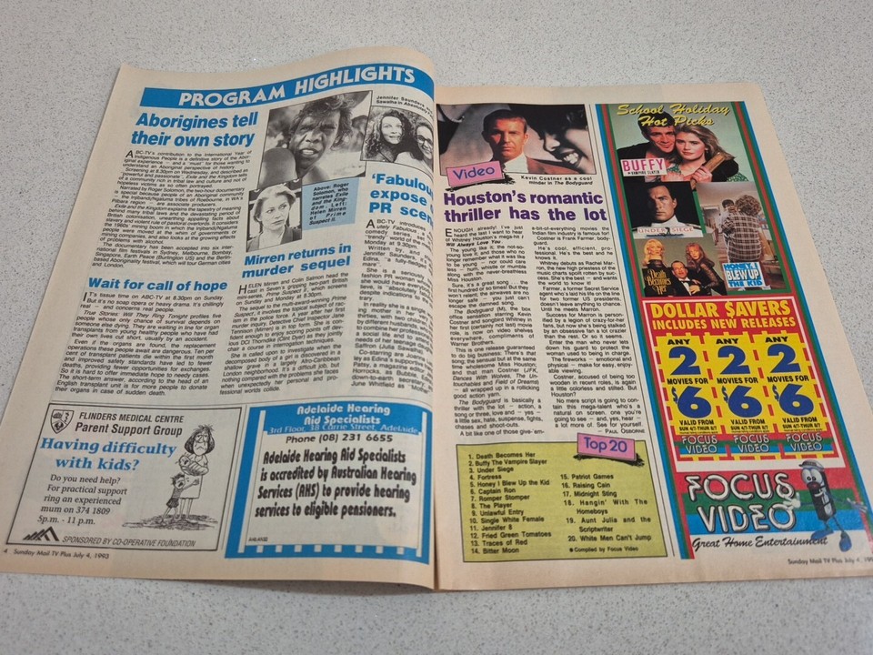 TV PLUS Vintage Australian Magazine July 4, 1993 MARGARET URLICH