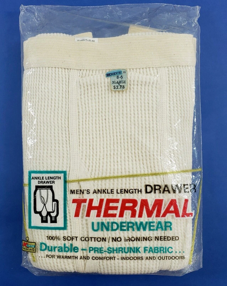 NOS Vintage Kmart Mens Ankle Length Drawer Thermal Underwear X-Large XL NEW