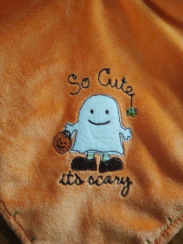 Cobertor de segurança Carter's Bear Pumpkin Lovey Halloween cetim bebê pelúcia macio! - Imagem 2 de 4