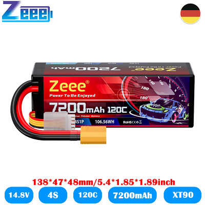 Zeee 4S Lipo Akku Batterie 14.8V 7200mAh 120C XT90 HardCase für RC Auto Flugzeug