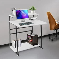 3-tier Mobile Office Desk Rolling Computer Desk Home Laptop Work Table White
