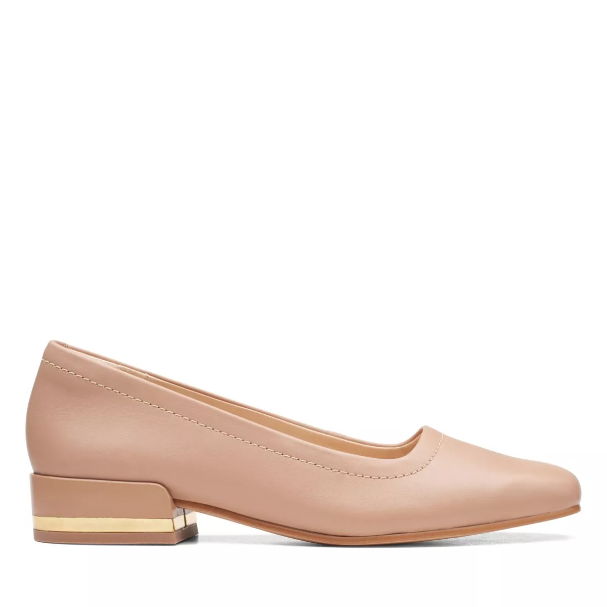 Clarks Womens Praline Leather Court Low Block Seren30 Court Heel