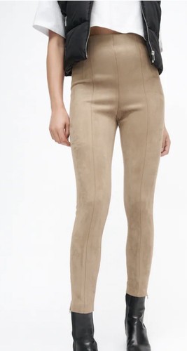 Faux Suede Taupe Brown Leggings XS 