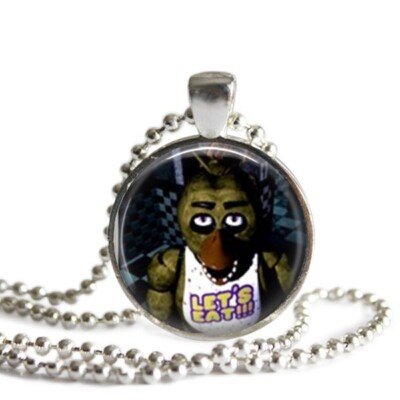 Five Nights at Freddy's Chica 1 Inch Silver Plated Pendant Necklace Handmade