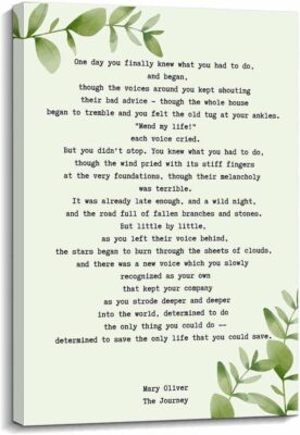 The Journey Poem Wall Art Mary Oliver Quotes Wall Art Poetry Posters for Home