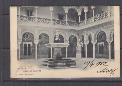 SPAIN, 1902 ppc. Seville, Casa De Pilatos, 5c. Seville to Austria.
