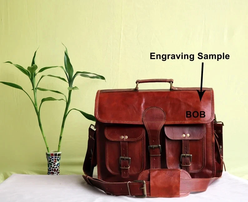 21" Real Shoulder Satchel Maletín Vintage Hombre Portátil Cuero Messenger 1990 - Imagen 2 de 4