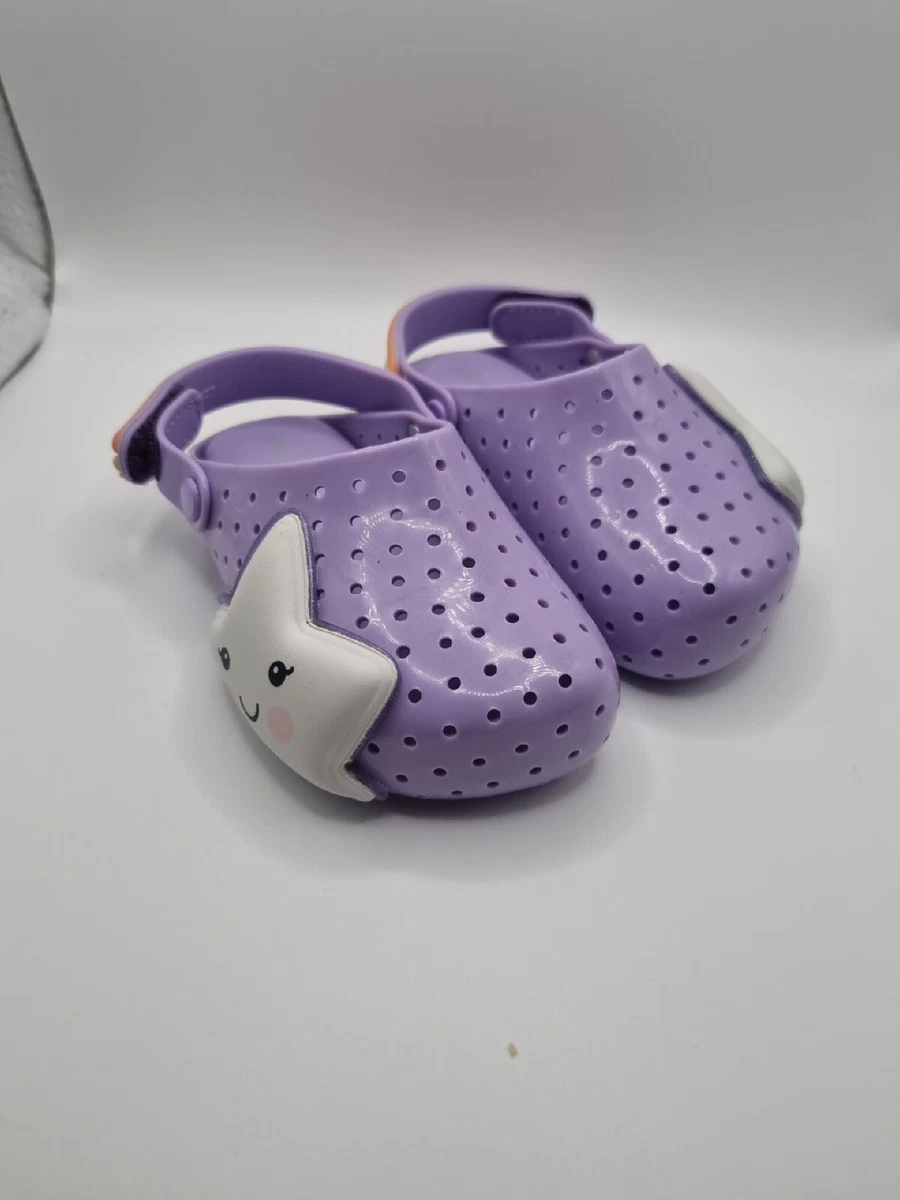 Mini Melissa Girls Clogs Sandals Size Euro 22 23 UK kids 5 6 Purple Moon Decal
