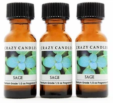 3 Sage 1/2oz Premium Grade Scented Fragrance Oil Crazy Candles