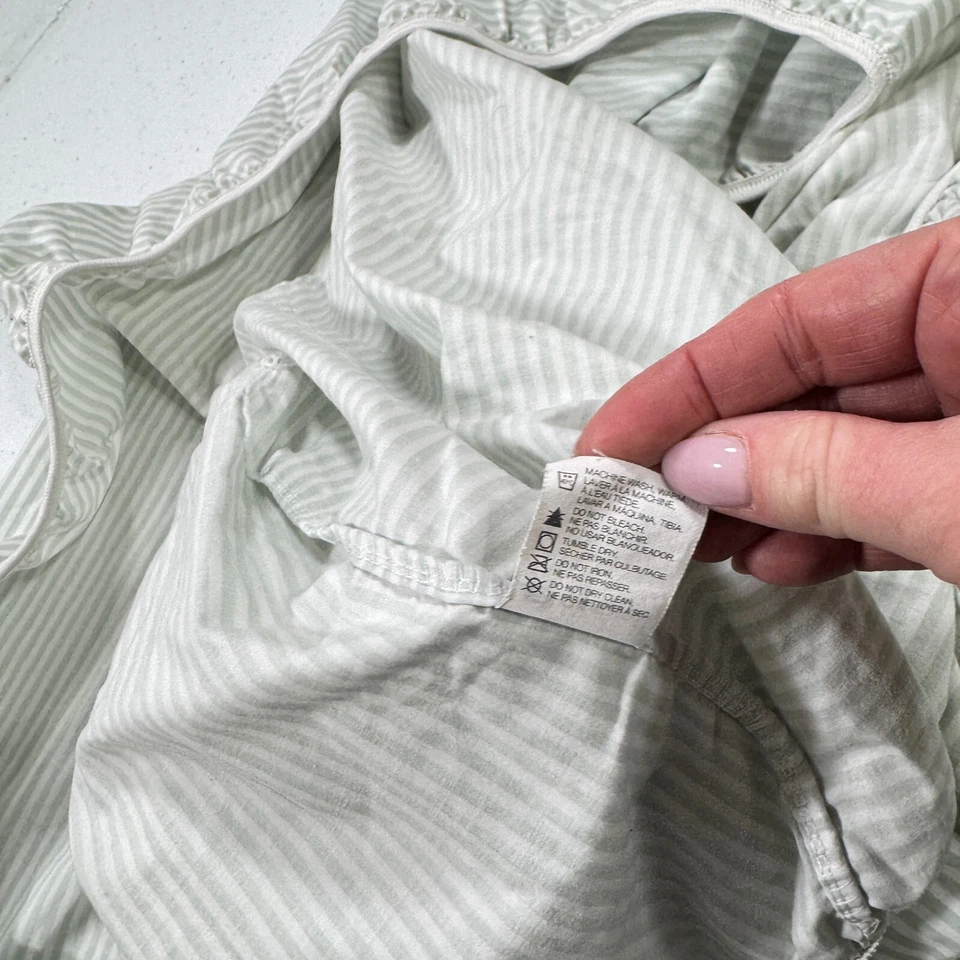 Sábana bajera cañón doble rayas verdes mezcla percal ee. uu. Foto 4 de 4