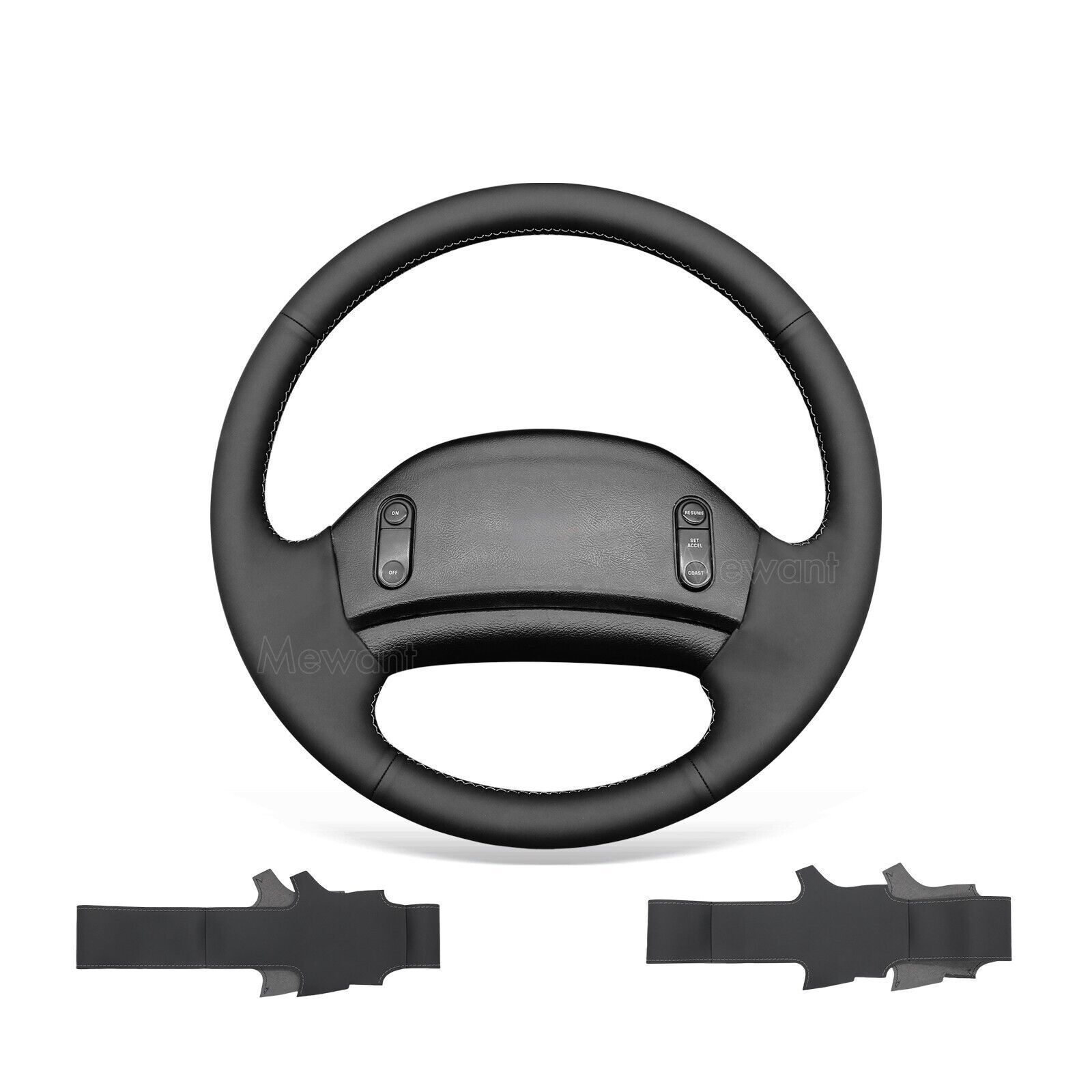 Custom Hand Sew Black Artificial Leather Steering Wheel Cover for Ford F150 1992