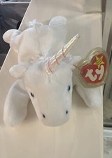 Ty 'Mystic' The Unicorn beanie baby - Iridescent horn - Retired, with tag errors
