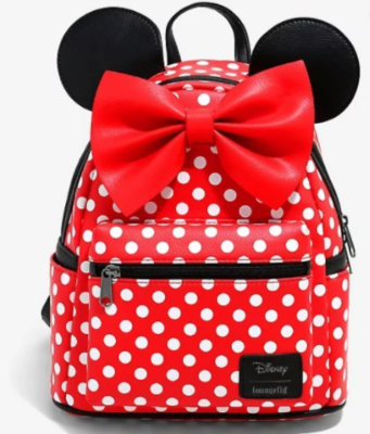 disney's minnie mouse red bow mini backpack NWT Loungefly Disney Parks Minnie Mouse Red Bow Polka Dot 3D Ears Mini  Backpack