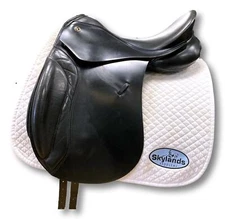 Used Kieffer 3000 - Size 17.5" Dressage Saddle Black with Navy Welt