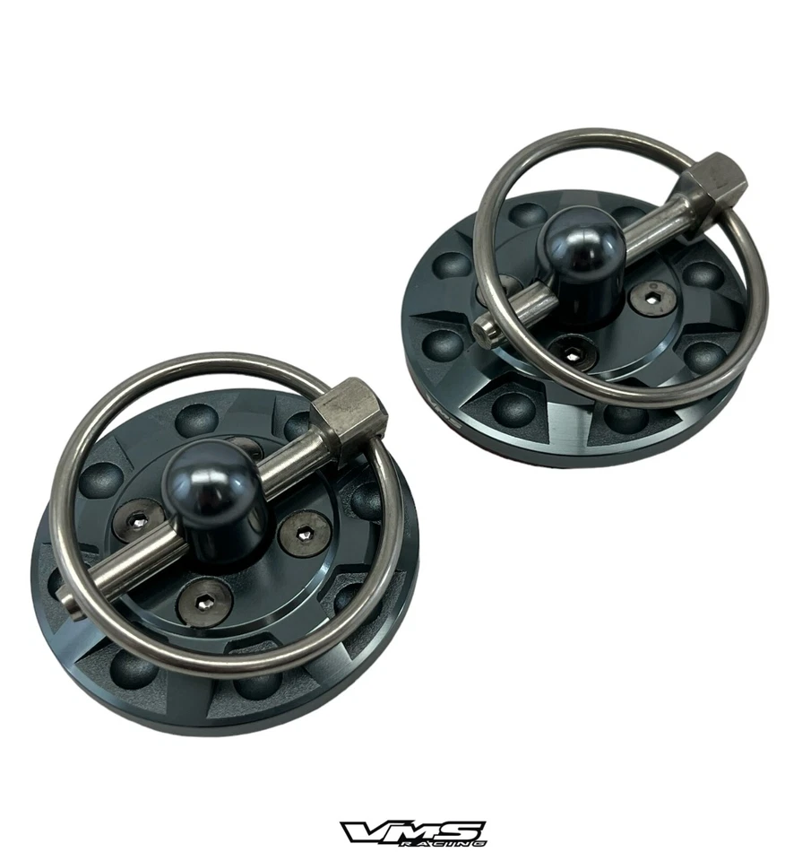 UNIVERSAL CNC BILLET ALUMINUM RACING DUMMY FAKE HOOD PIN APPEARANCE KIT GUNMETAL — 第 4/4 张图片