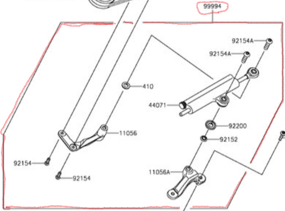 0Kawasaki Ninja ZX-6R KRT ABS OHLINS Steering Damper Kit NEW