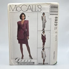 McCalls Sewing Pattern 6923 Wrap Dress Jacket Skirt Misses Size 10-14 UNCUT