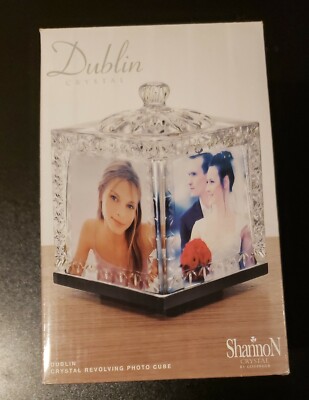 Godinger Dublin Crystal Glass Revolving Photo Cube 7  NIB Shannon Beautiful