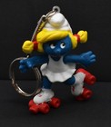 Smurfs Rollerskate Smurfette Keychain Vintage PVC Figure Peyo Schleich 1980