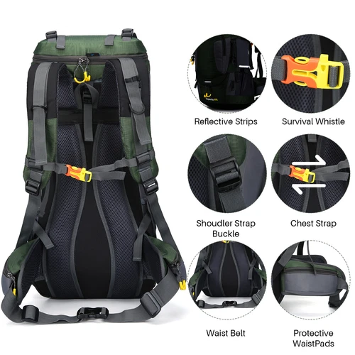 Wasserdichter Rucksack 60L großes Fassungsvermögen Tornister Tasche für Camping Wandern Reisen - Bild 18 von 56