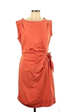 NEW NWT Diane Von Furstenberg Orange Boat Neck Jori Dress Rouched Sleeveless 14