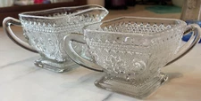 VTG Indiana Sandwich Glass Tiara Daisy Clear Cream and Sugar Set