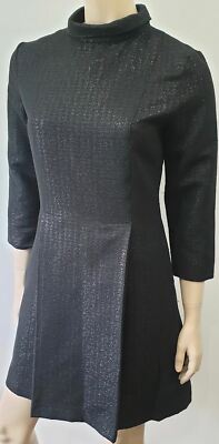 APC RUE MADAM PARIS Charcoal Grey Black Pleated Skirt Short Length Dress 38 UK10