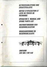 Claas Unifarm CW500 & CW440 Hay Tedder Operators Manual and Parts List