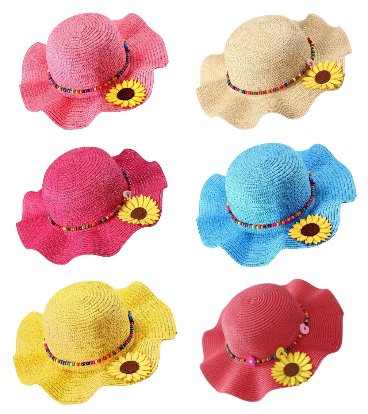 Cute Girls Sunflower Summer Straw Hat Outdoor Sun Cap Children Travel Beach Hat