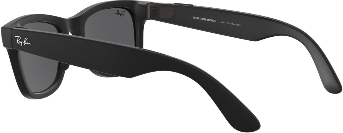 Ray-Ban Stories Wayfarer Smart Glasses Matte Black Frame Gray Lens