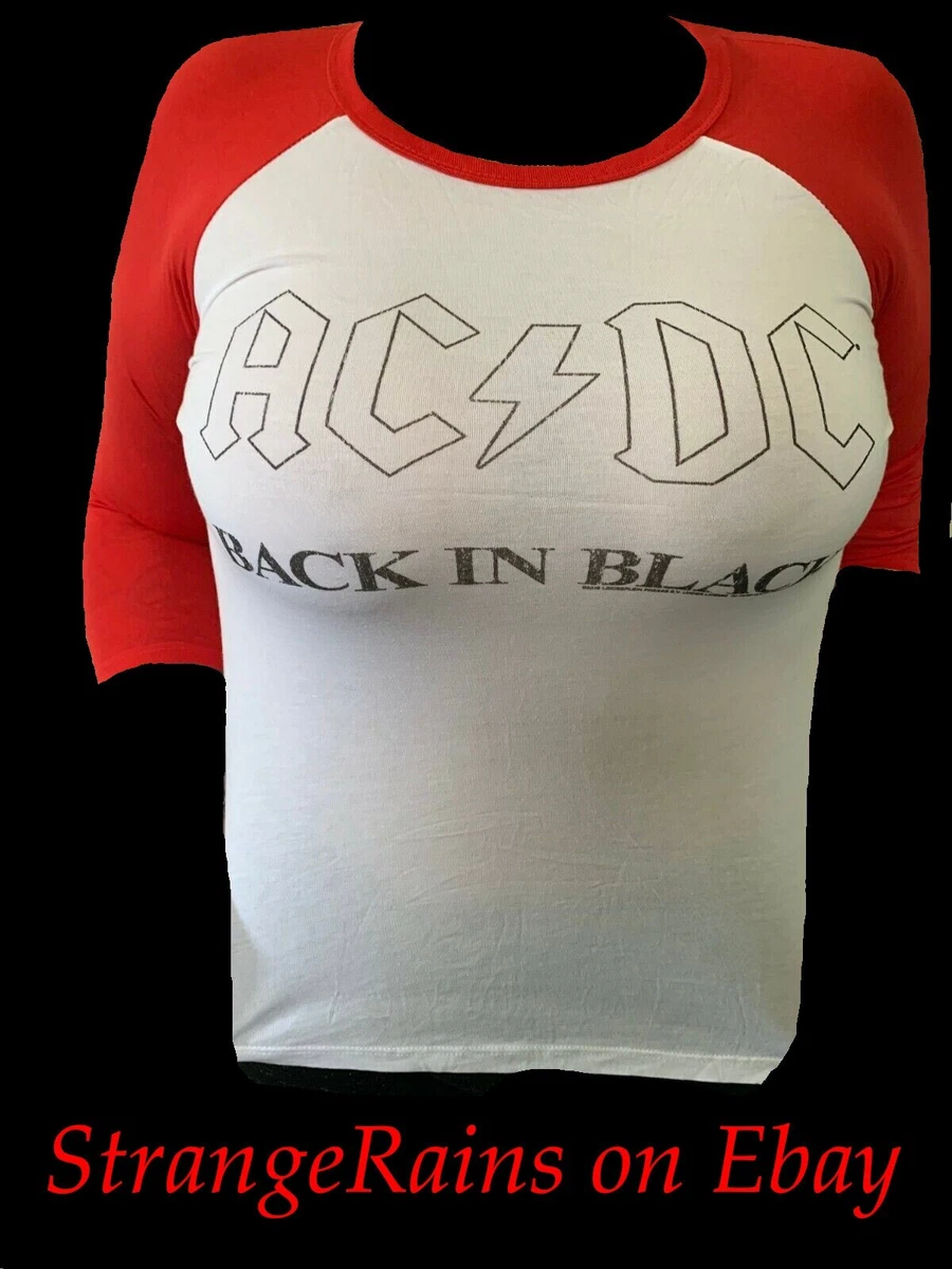 ACDC Band Shirt Ladies Sz S Back In Black Bon Scott Angus