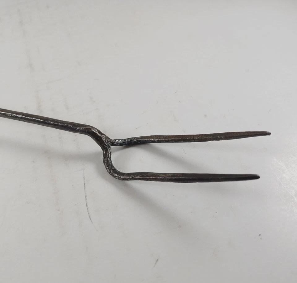 Old Sturbridge Village Hand Forged Wrought Iron Fork, Hooked End Signed OSV - Image 4 of 4