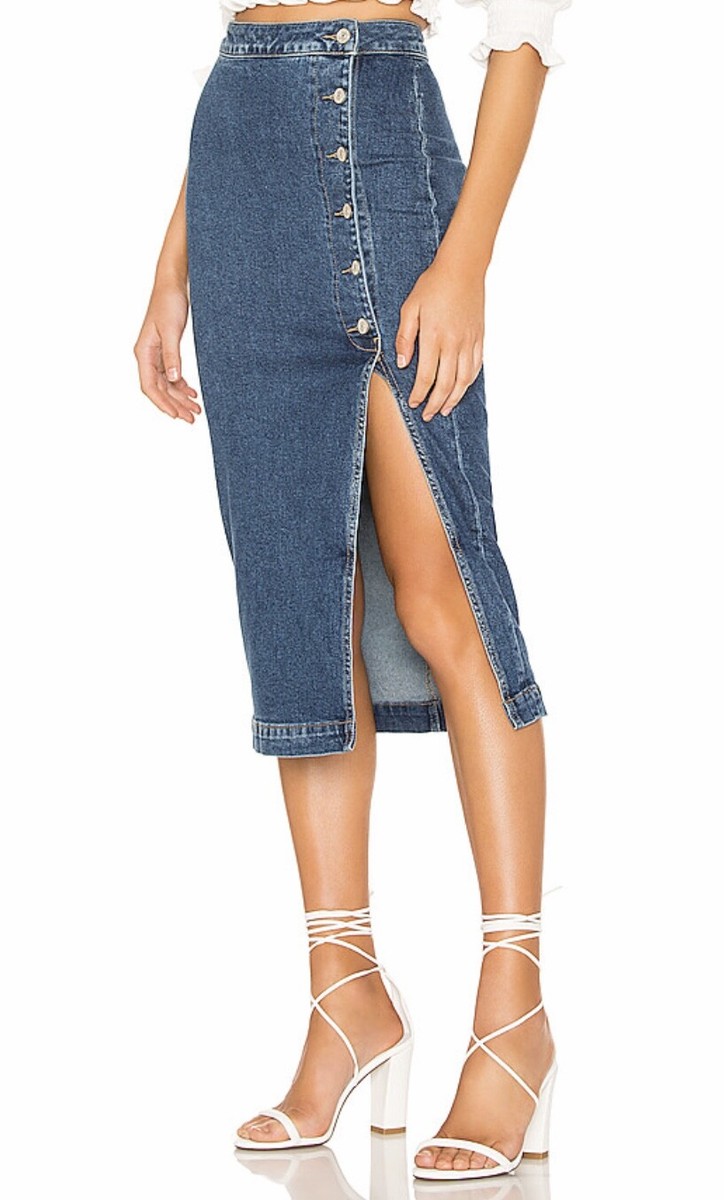 NEW Free People Jasmine Buttoned Midi Denim Skirt Z298-4 | eBay