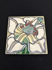 Antike Jugendstil Fliese Kachel 1 von 2en aus Set/Paar